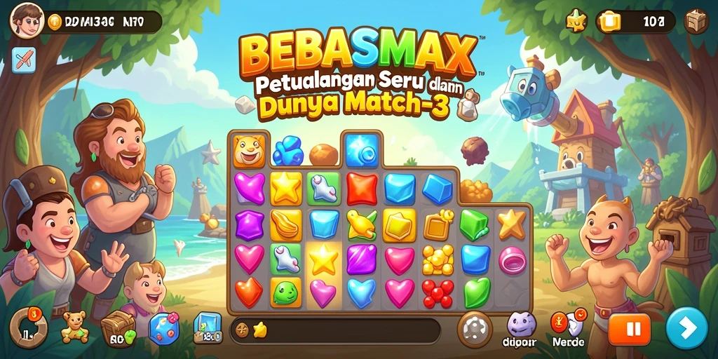 Gameplay menarik dan penuh warna di BEBASMAX Match-3.