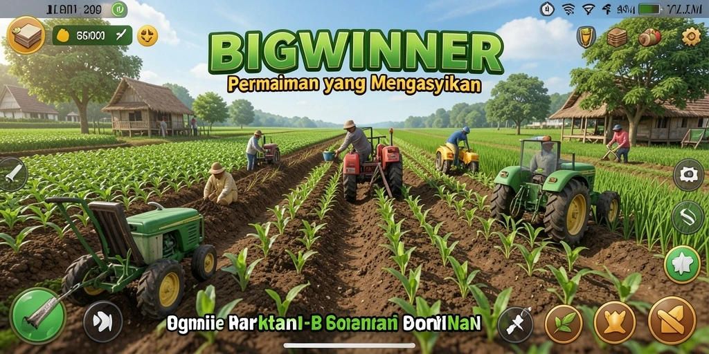 Tangkapan layar gameplay menampilkan pengalaman bertani di BIGWINNER.