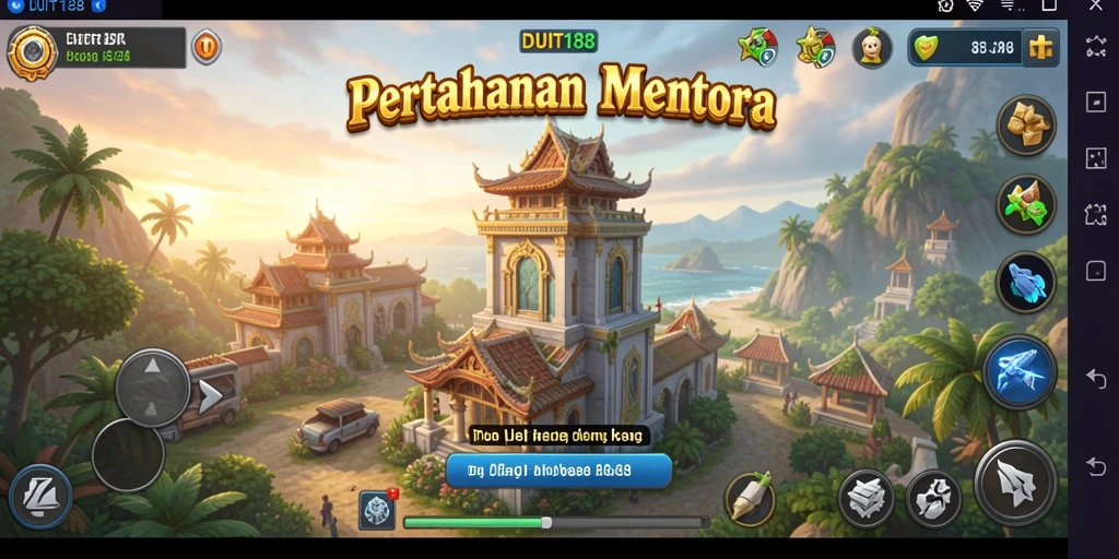 Tampilan menara dan musuh dalam gameplay Tower Defense DUIT188.