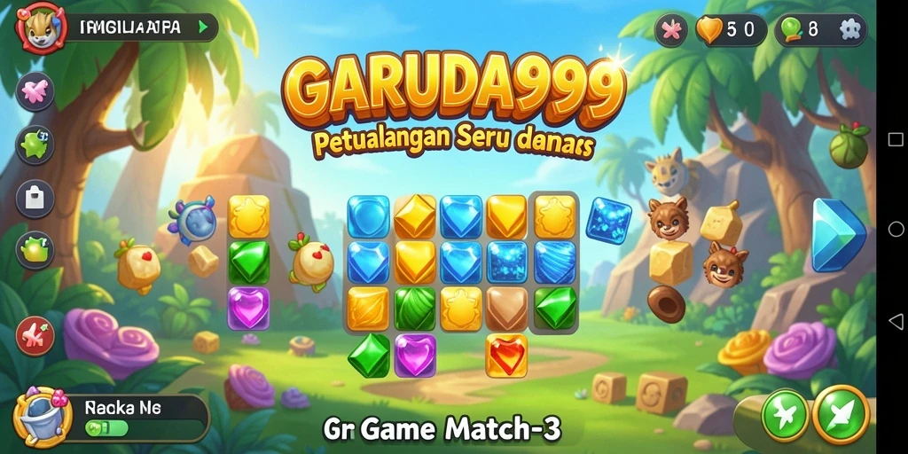 Tampilan gameplay menarik dalam permainan Match-3 GARUDA999.
