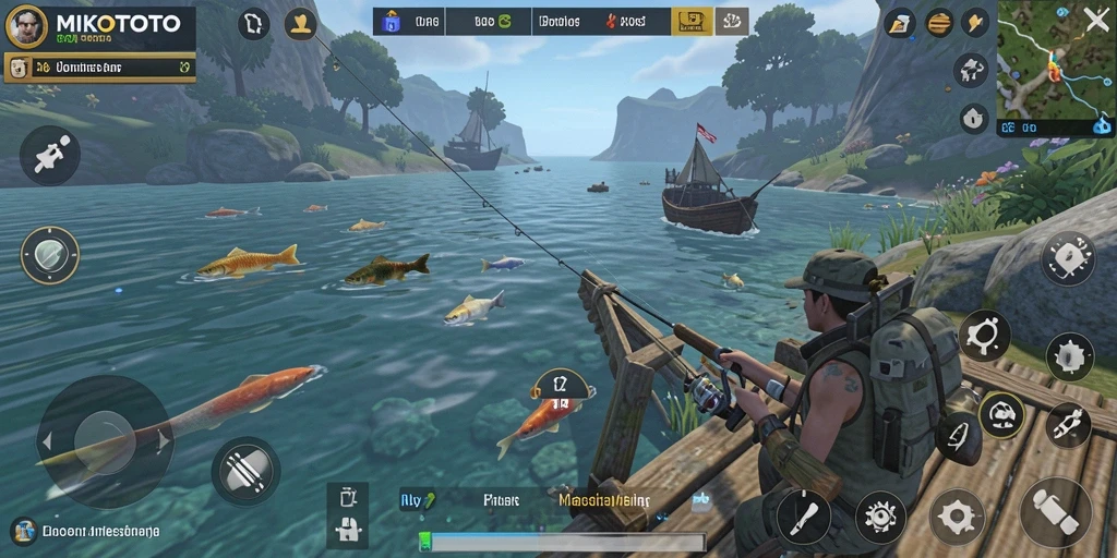 Tampilan gameplay MIKOTOTO yang menegangkan saat menangkap ikan.
