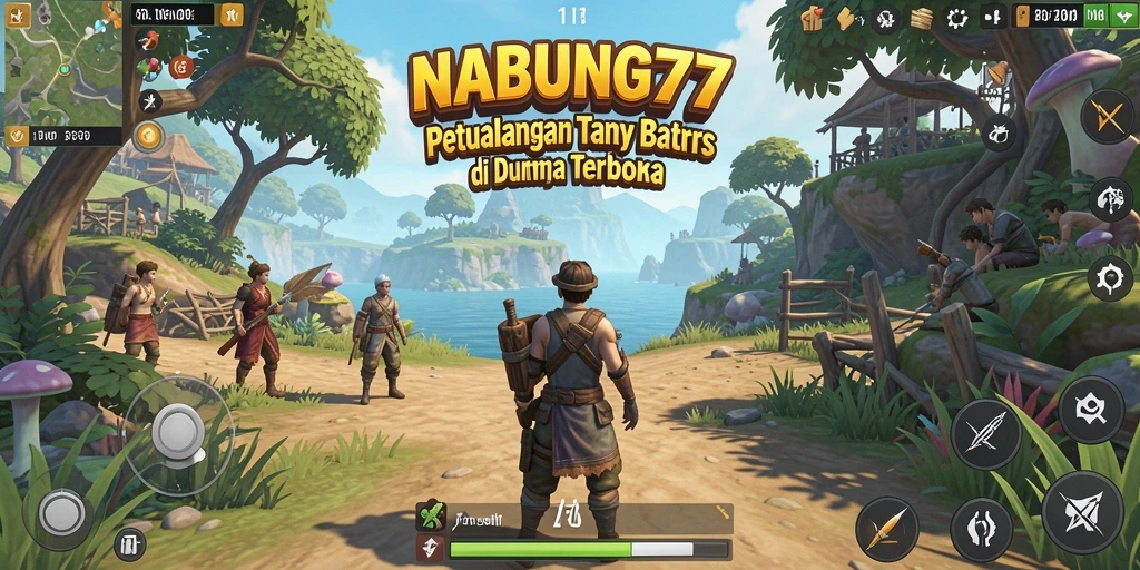 Screenshot gameplay NABUNG77 menunjukkan petualangan seru dalam dunia terbuka.