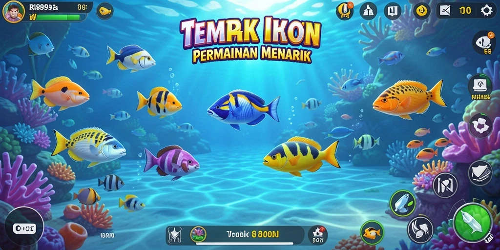 Tangkapan layar utama RI889 menampilkan aksi seru saat menembak ikan.