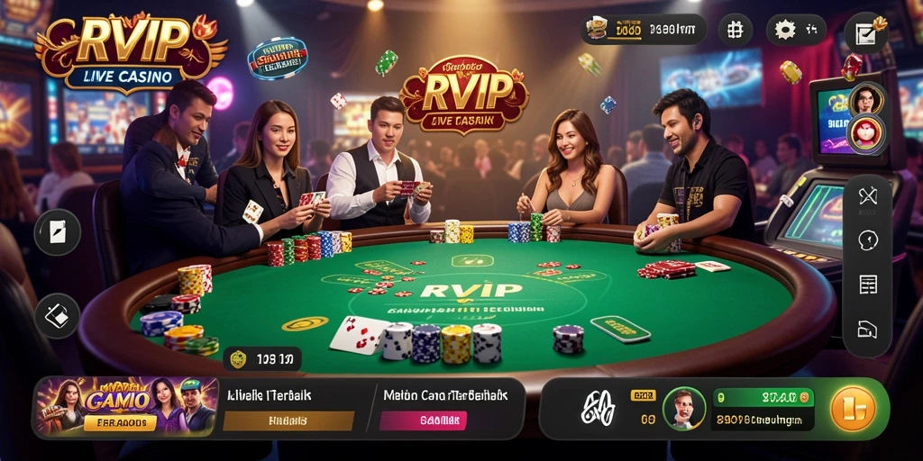 Tampilan menarik dari gameplay Live Casino di RVIP.