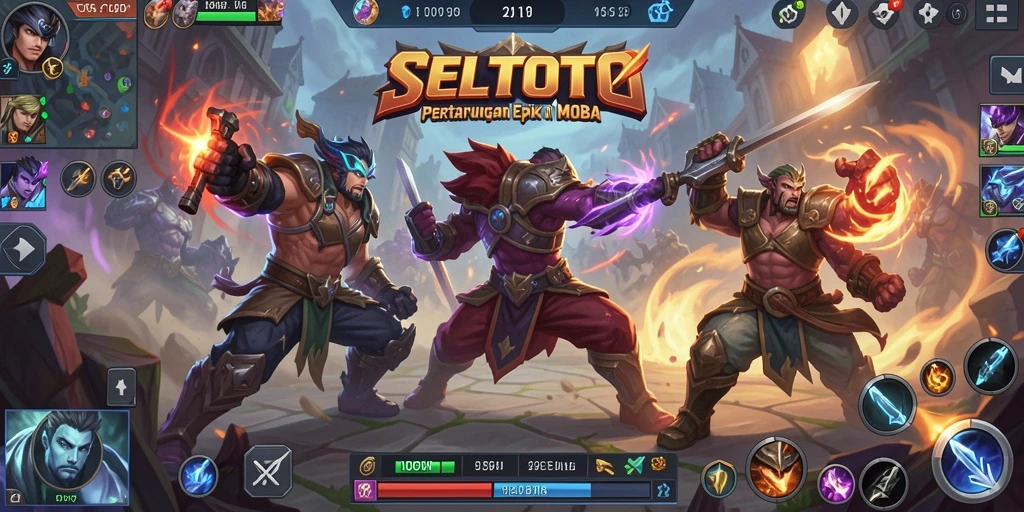 Tangkapan layar menunjukkan momen intens dalam pertarungan MOBA.