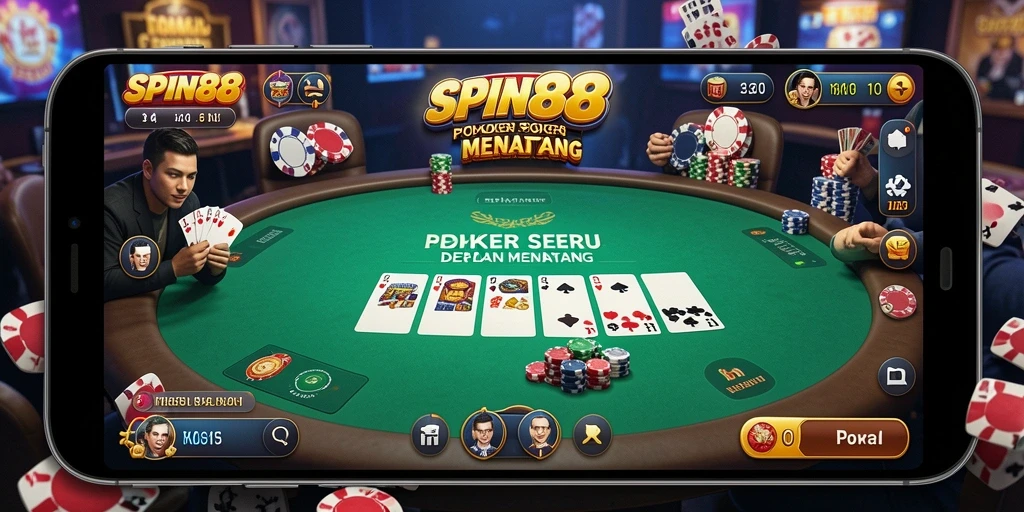 Tampilan gameplay menantang dalam permainan Poker SPIN88.
