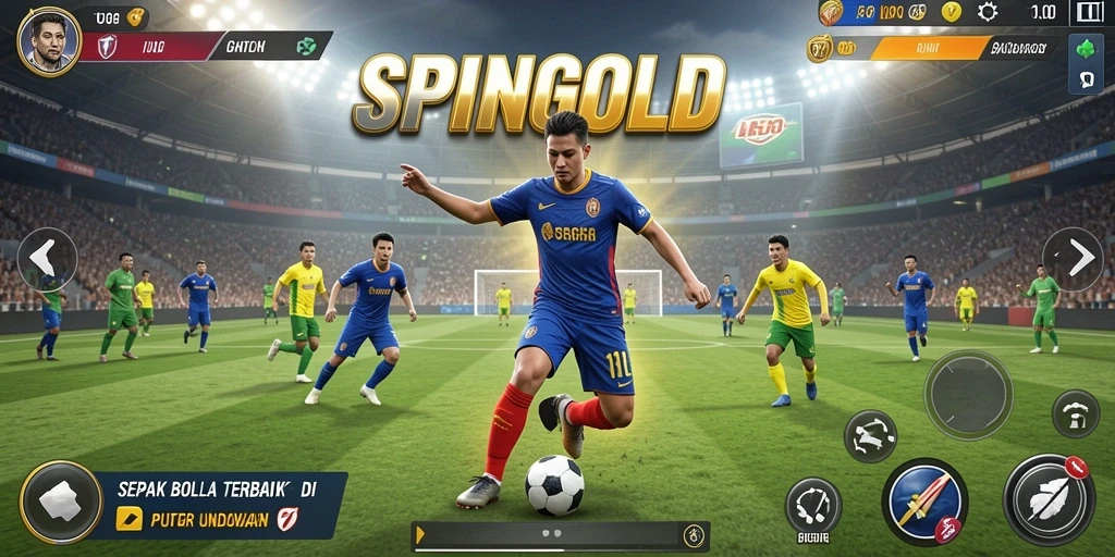 Menampilkan gameplay dinamis dengan aksi sepak bola yang mendebarkan.