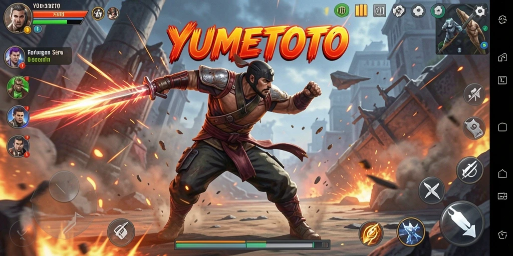 Tampilan gameplay YUMETOTO menampilkan aksi pertarungan yang seru dan dinamis.